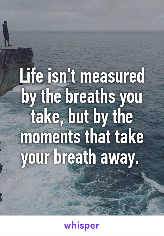 Life isn't measured by the breaths you take, but by the moments that take your breath away. 