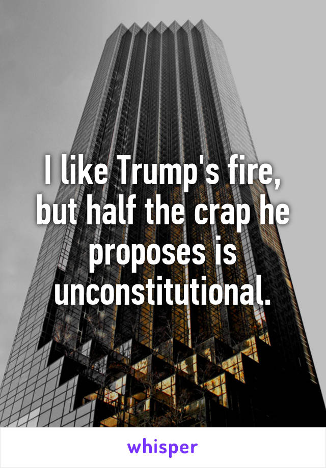 I like Trump's fire, but half the crap he proposes is unconstitutional.