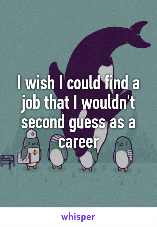 I wish I could find a job that I wouldn't second guess as a career