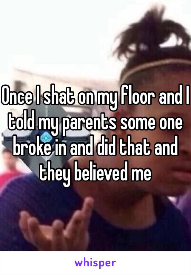 Once I shat on my floor and I told my parents some one broke in and did that and they believed me