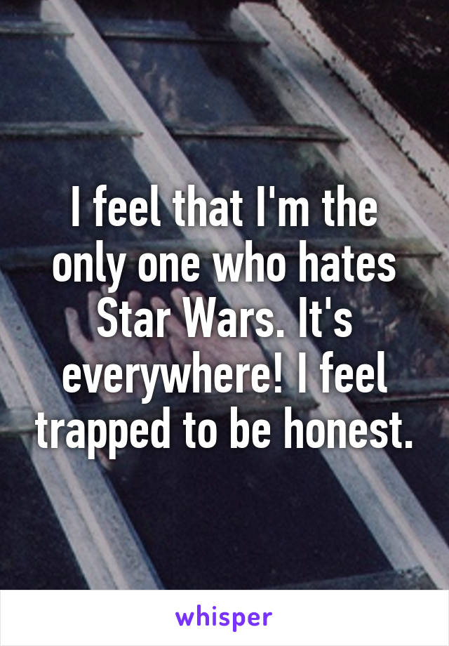 I feel that I'm the only one who hates Star Wars. It's everywhere! I feel trapped to be honest.