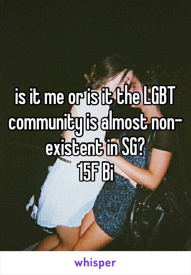 is it me or is it the LGBT community is almost non-existent in SG?
15F Bi