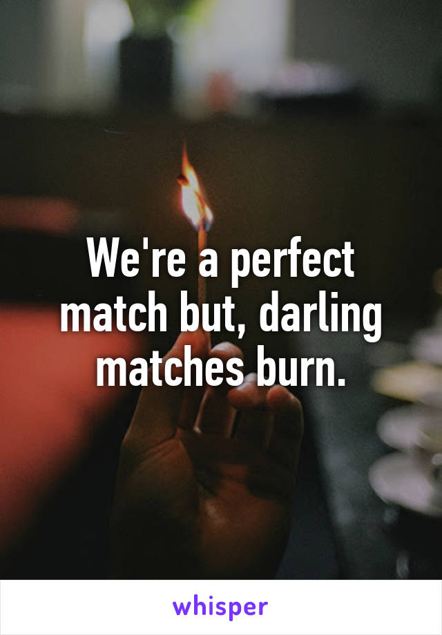 We're a perfect match but, darling matches burn.