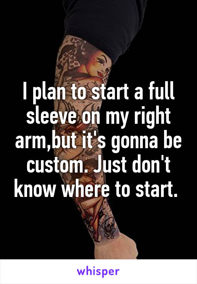 I plan to start a full sleeve on my right arm,but it's gonna be custom. Just don't know where to start. 