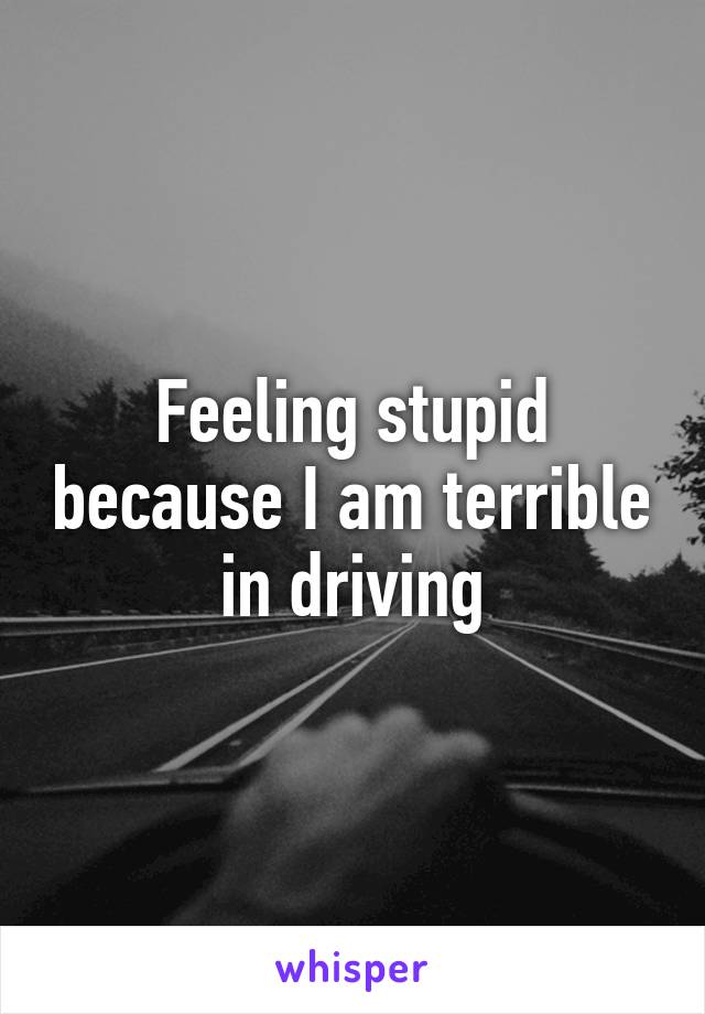 Feeling stupid because I am terrible in driving