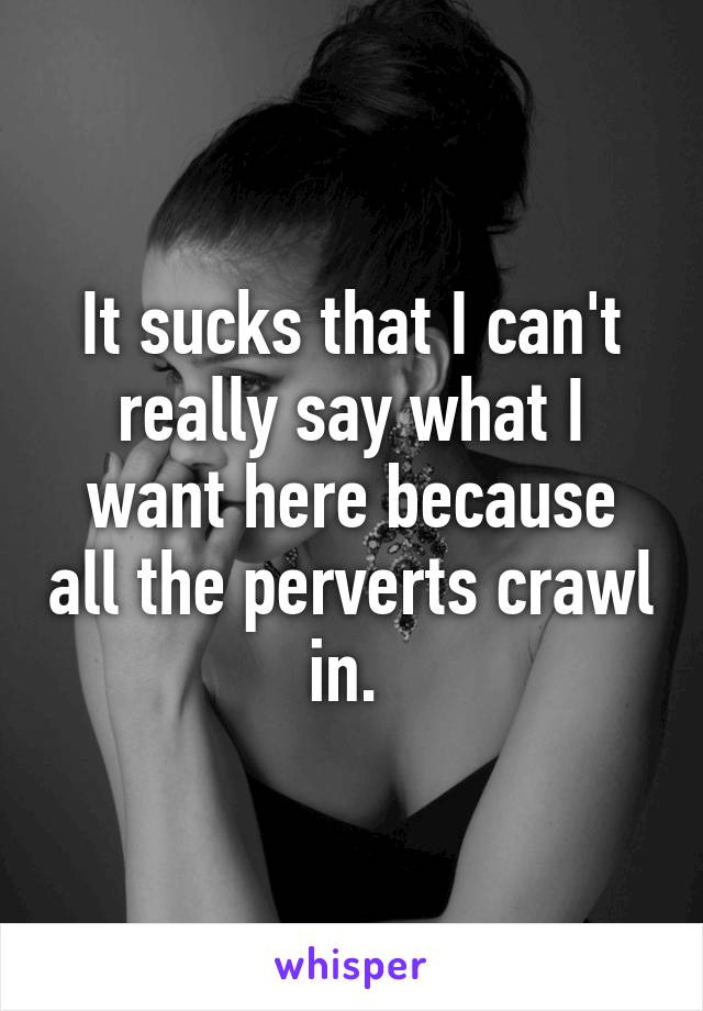 It sucks that I can't really say what I want here because all the perverts crawl in. 