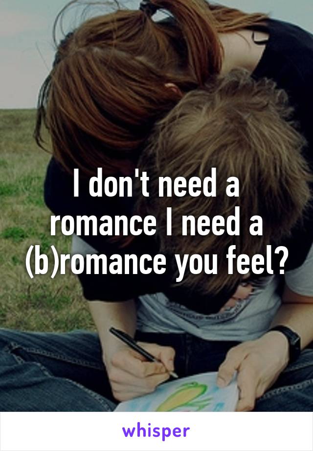 I don't need a romance I need a (b)romance you feel?