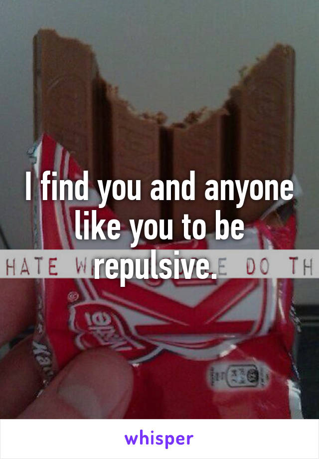 I find you and anyone like you to be repulsive. 