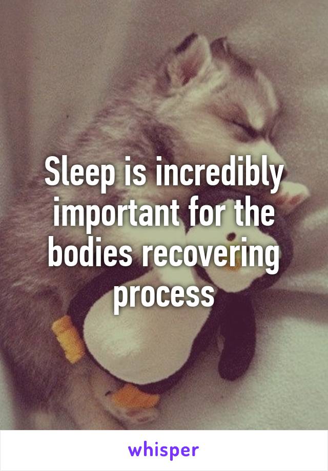 Sleep is incredibly important for the bodies recovering process