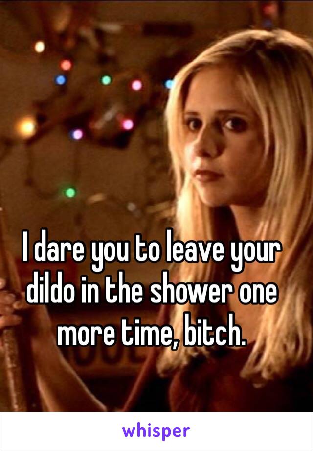 I dare you to leave your dildo in the shower one more time, bitch. 