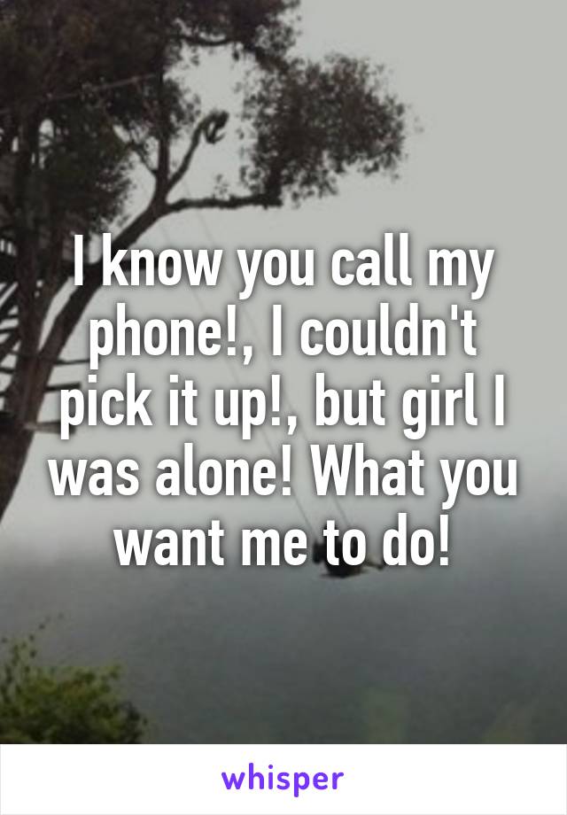 I know you call my phone!, I couldn't pick it up!, but girl I was alone! What you want me to do!