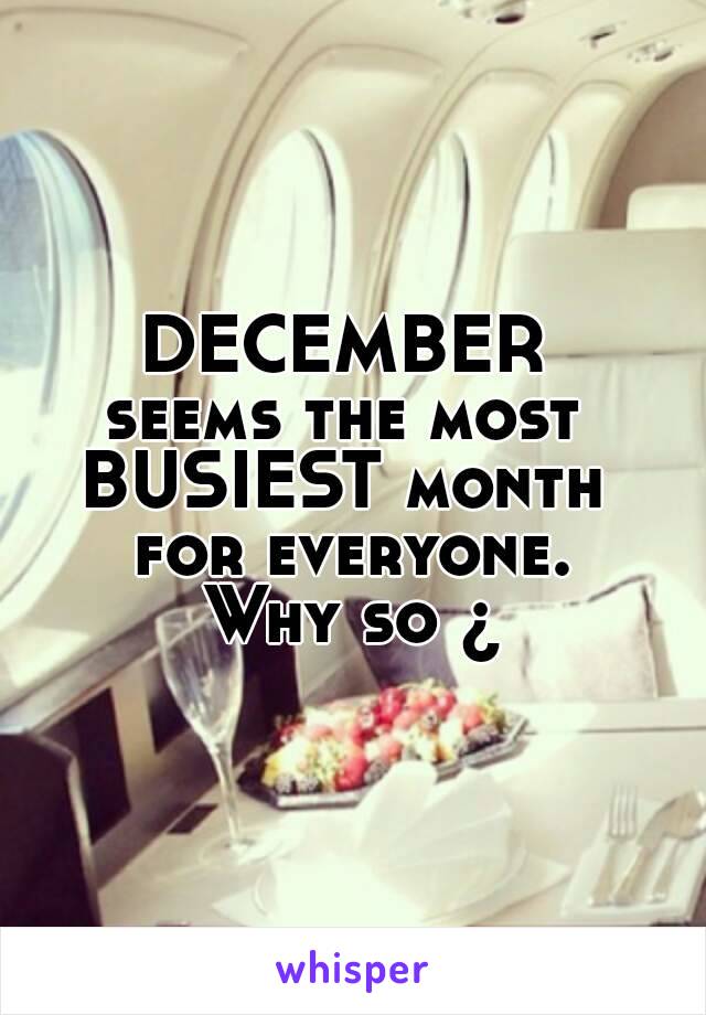 DECEMBER 
seems the most 
BUSIEST month 
for everyone.
Why so ¿