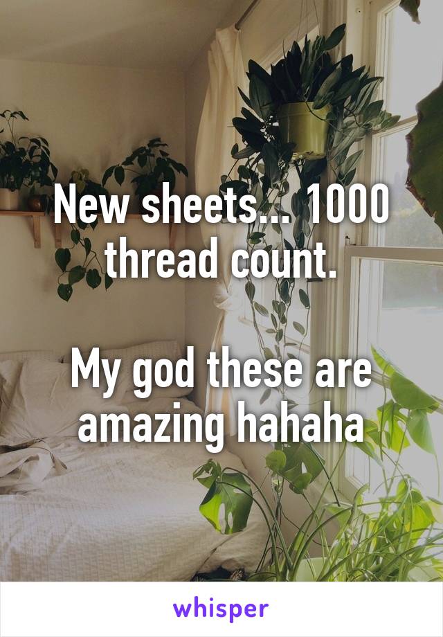 New sheets... 1000 thread count.

My god these are amazing hahaha