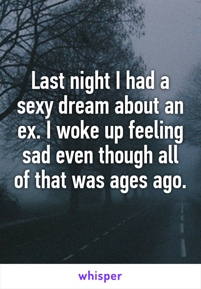 Last night I had a sexy dream about an ex. I woke up feeling sad even though all of that was ages ago. 