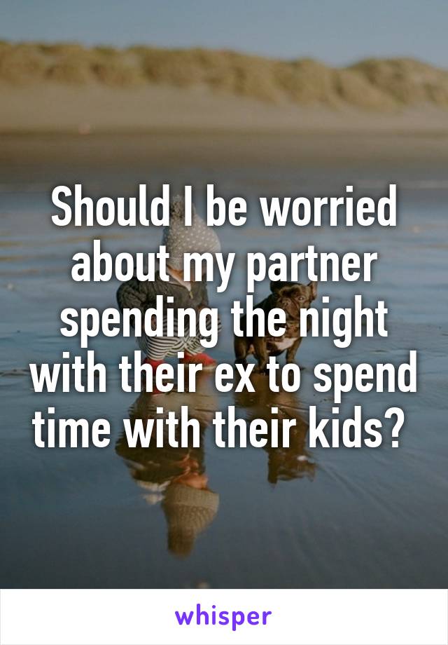 Should I be worried about my partner spending the night with their ex to spend time with their kids? 