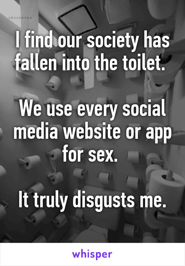 I find our society has fallen into the toilet. 

We use every social media website or app for sex. 

It truly disgusts me. 