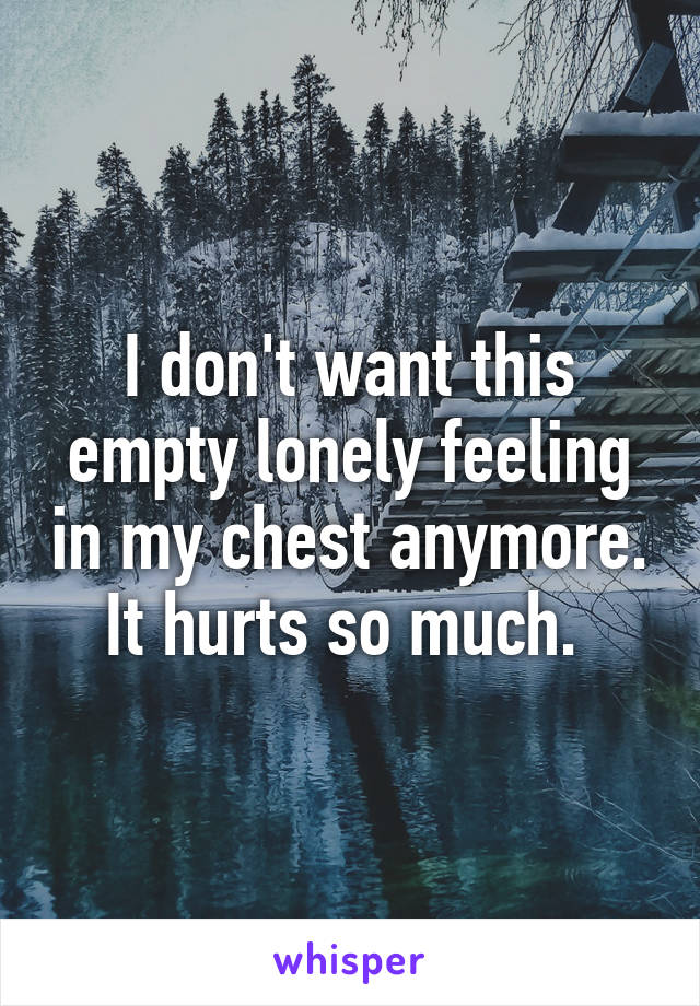 I don't want this empty lonely feeling in my chest anymore. It hurts so much. 