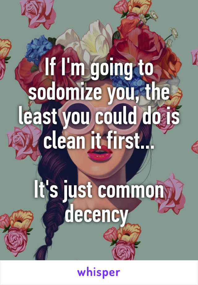 If I'm going to sodomize you, the least you could do is clean it first...

It's just common decency 