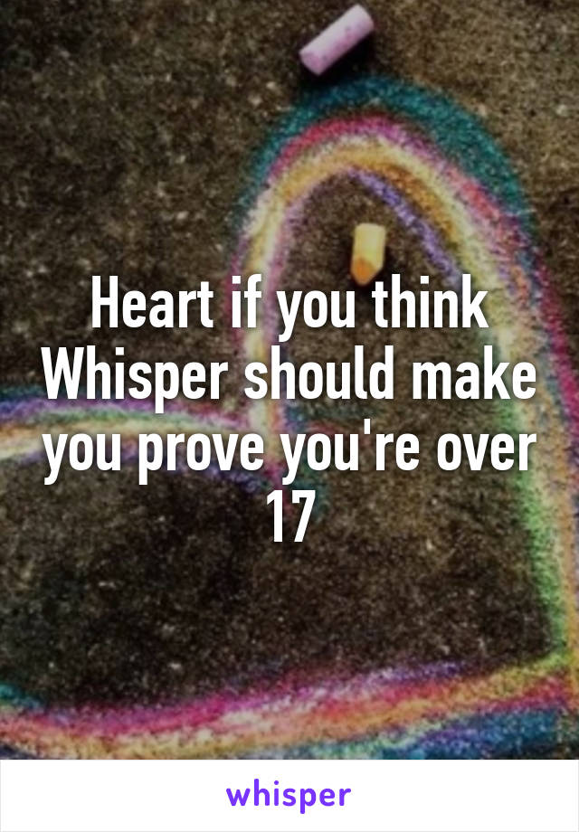 Heart if you think Whisper should make you prove you're over 17