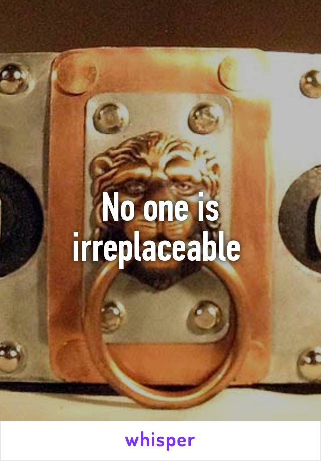 No one is irreplaceable 