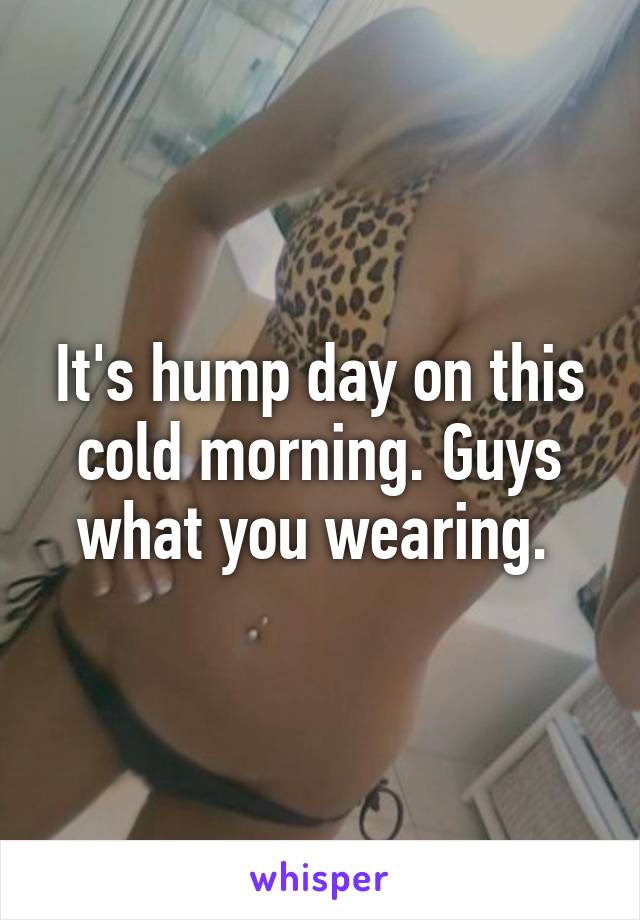 It's hump day on this cold morning. Guys what you wearing. 