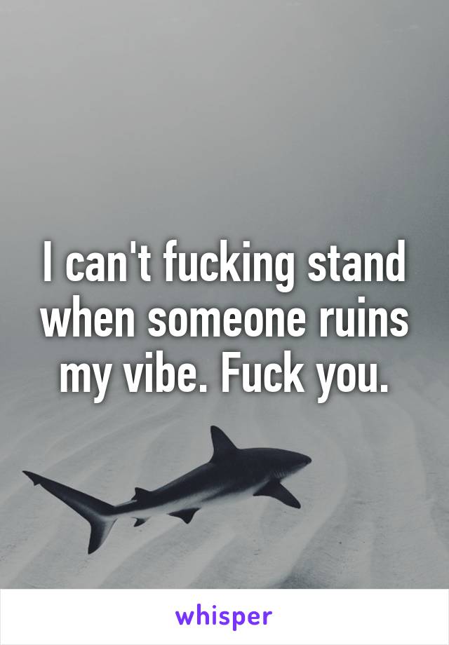 I can't fucking stand when someone ruins my vibe. Fuck you.