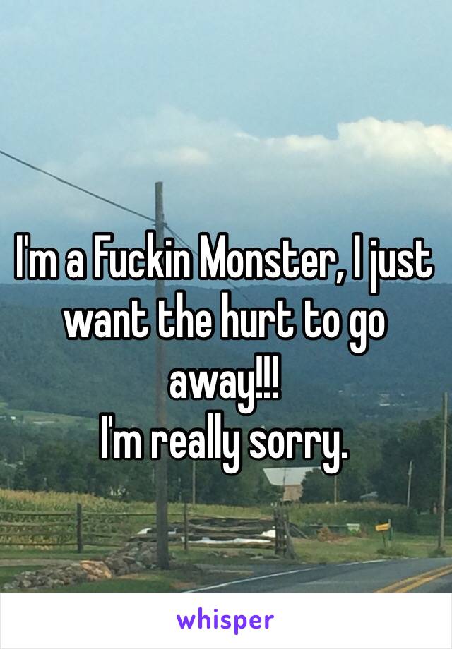 I'm a Fuckin Monster, I just want the hurt to go away!!!
I'm really sorry. 