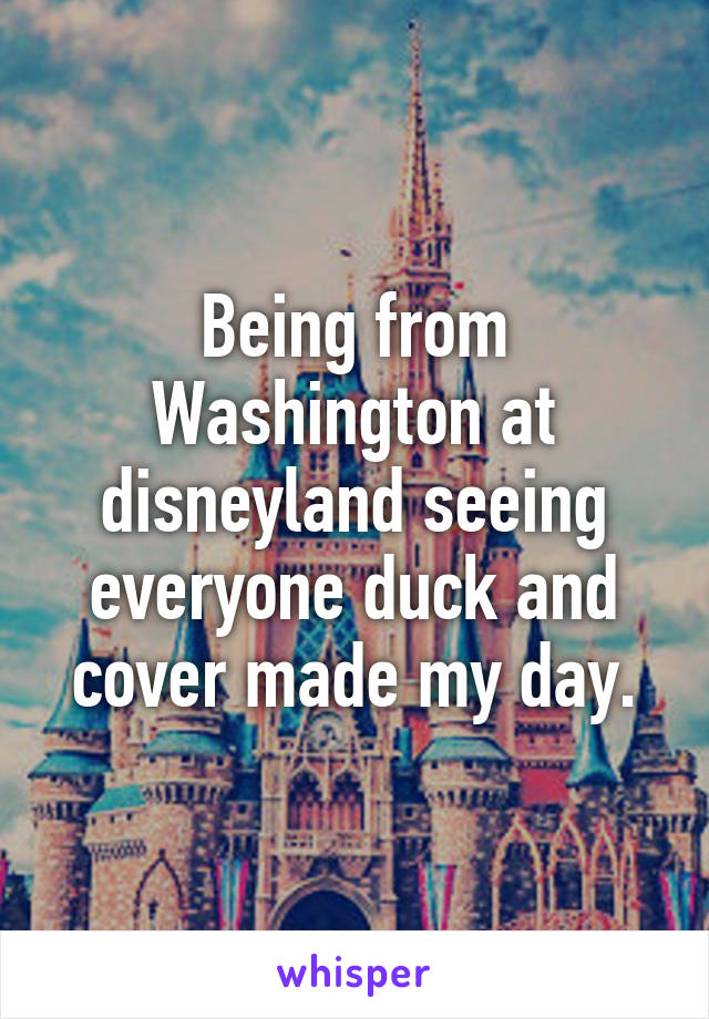 Being from Washington at disneyland seeing everyone duck and cover made my day.