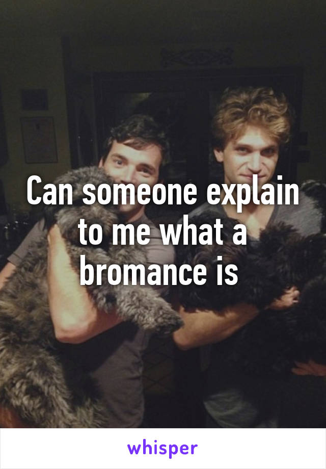 Can someone explain to me what a bromance is 