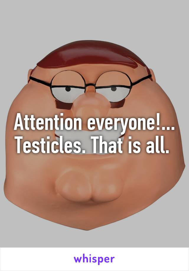 Attention everyone!... Testicles. That is all. 