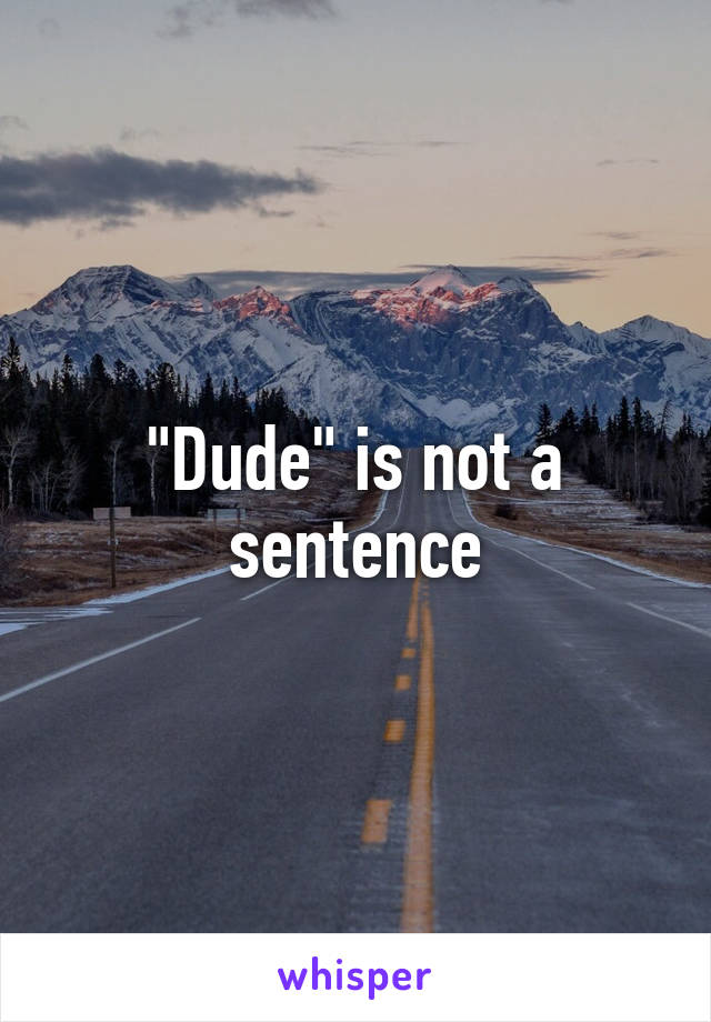 "Dude" is not a sentence