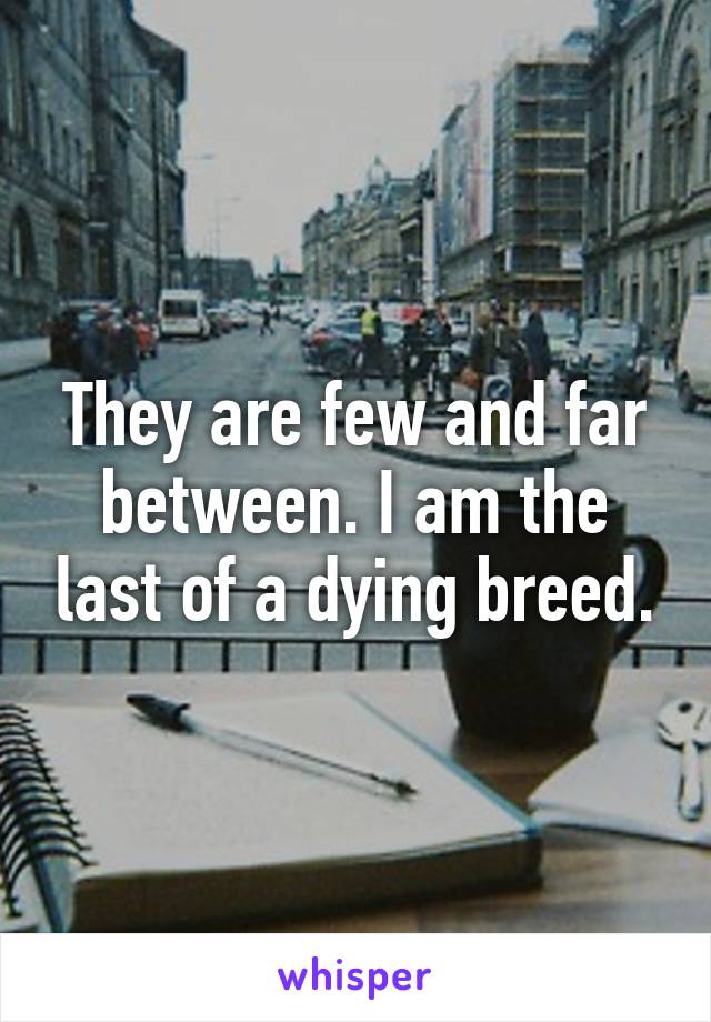 They are few and far between. I am the last of a dying breed.