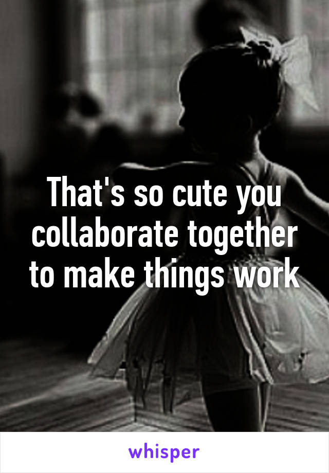 That's so cute you collaborate together to make things work