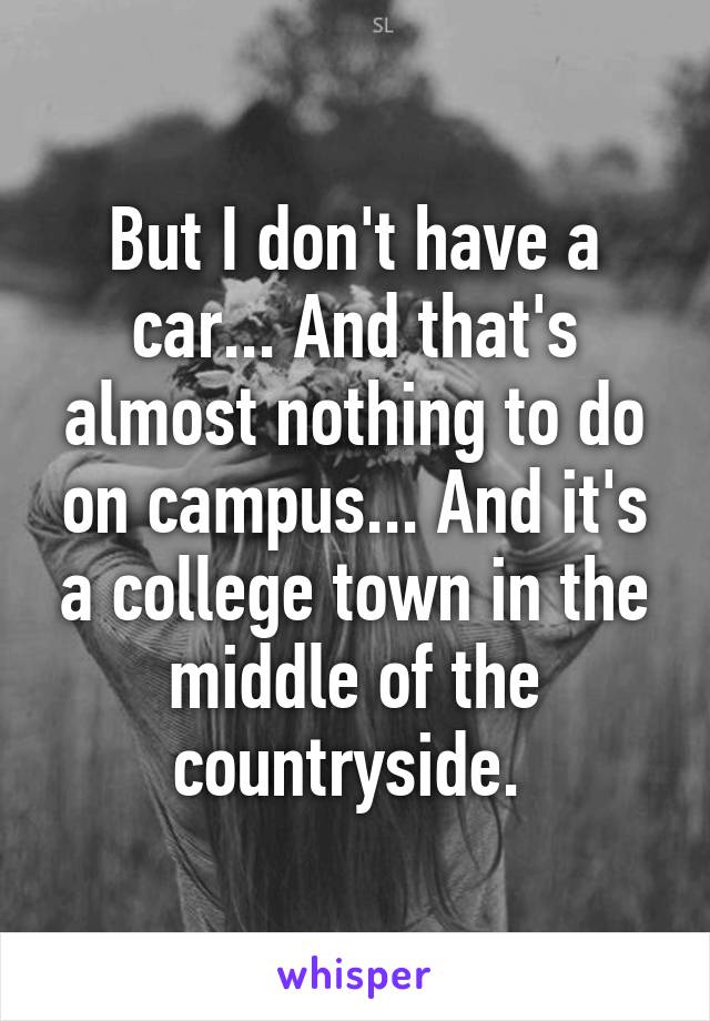 But I don't have a car... And that's almost nothing to do on campus... And it's a college town in the middle of the countryside. 