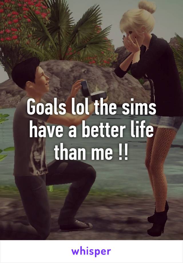 Goals lol the sims have a better life than me !!