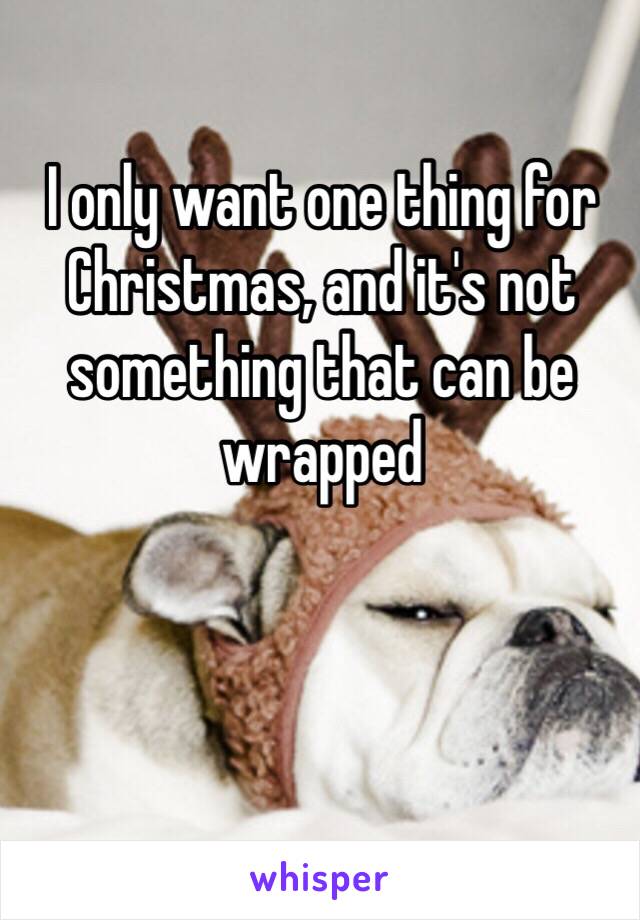 I only want one thing for Christmas, and it's not something that can be wrapped