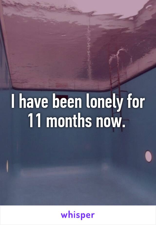 I have been lonely for 11 months now. 