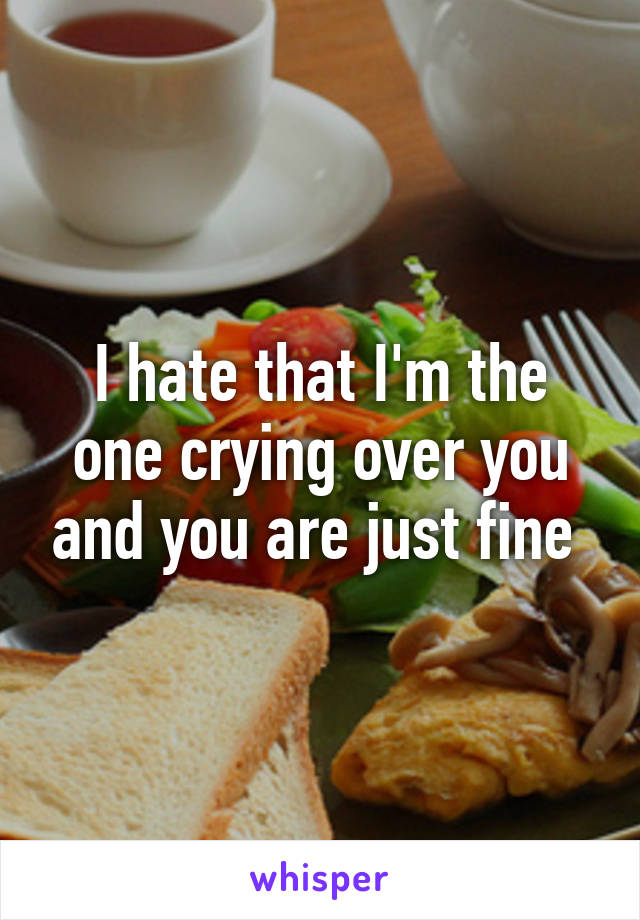 I hate that I'm the one crying over you and you are just fine 