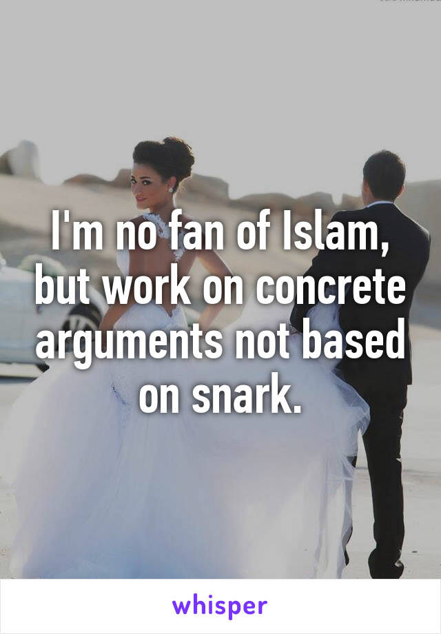 I'm no fan of Islam, but work on concrete arguments not based on snark.