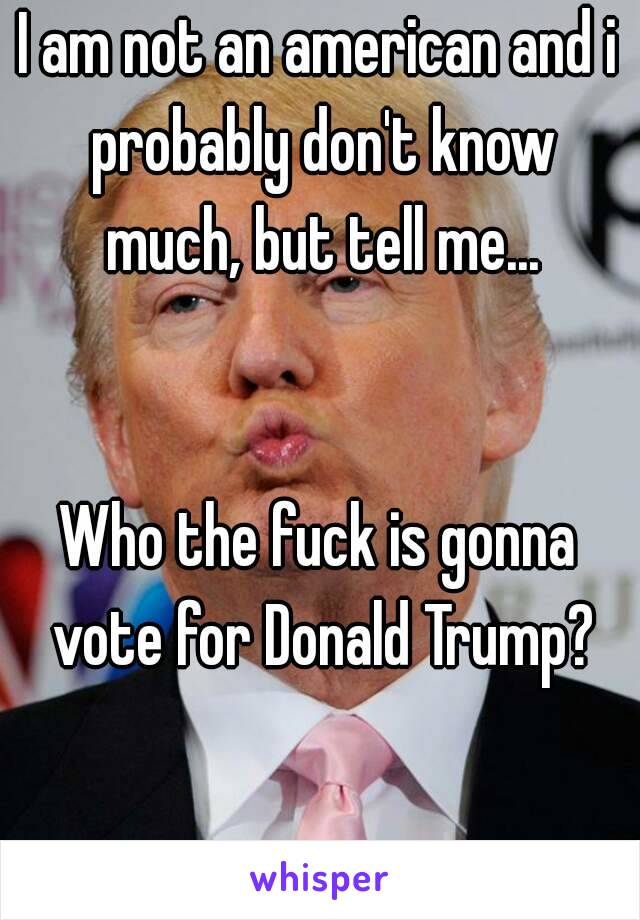 I am not an american and i probably don't know much, but tell me...


Who the fuck is gonna vote for Donald Trump?