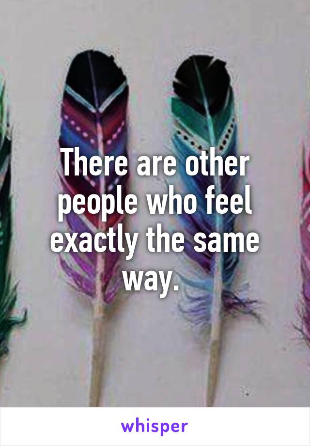 There are other people who feel exactly the same way. 