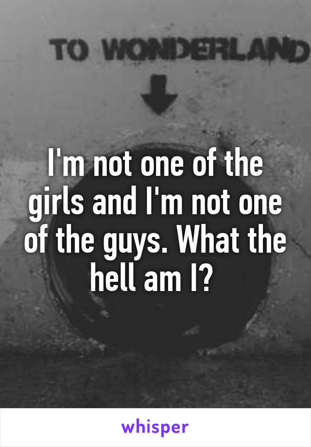 I'm not one of the girls and I'm not one of the guys. What the hell am I? 