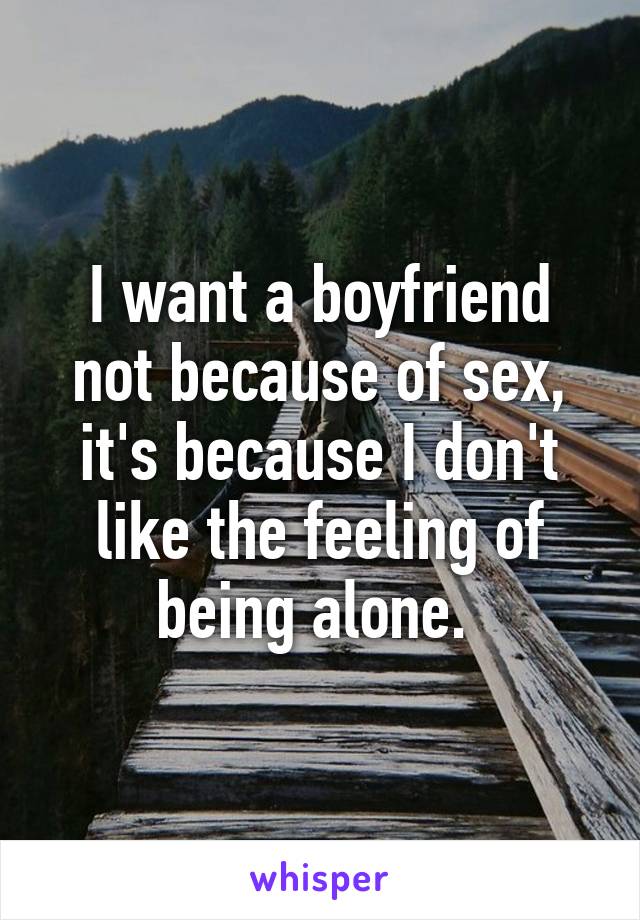 I want a boyfriend not because of sex, it's because I don't like the feeling of being alone. 