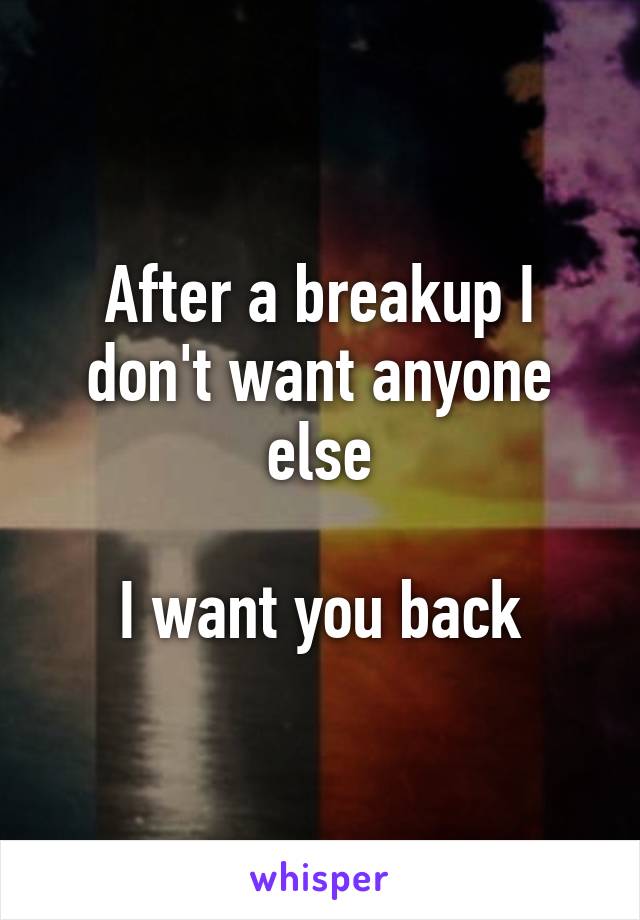 After a breakup I don't want anyone else

I want you back