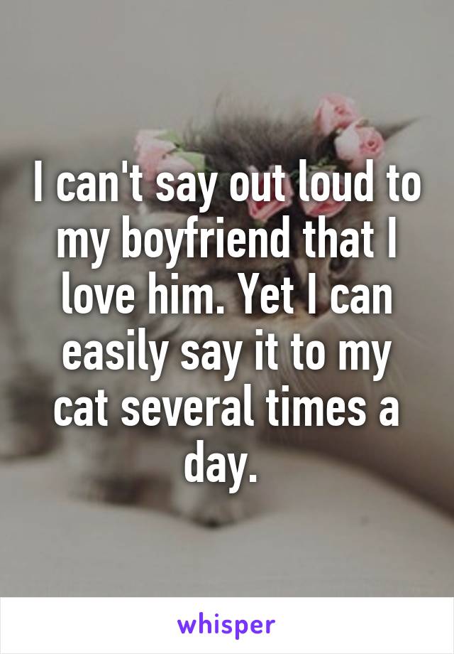 I can't say out loud to my boyfriend that I love him. Yet I can easily say it to my cat several times a day. 