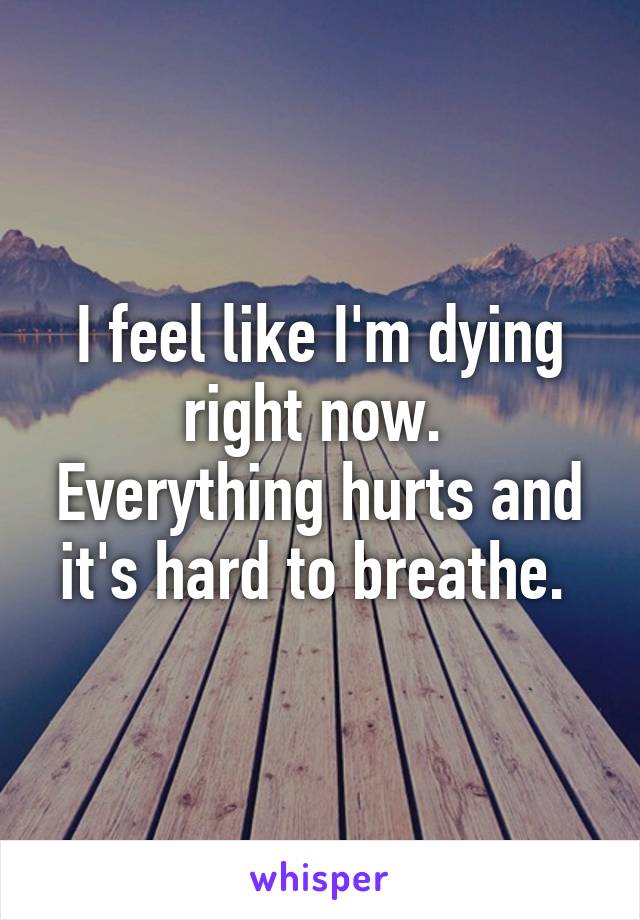 I feel like I'm dying right now. 
Everything hurts and it's hard to breathe. 