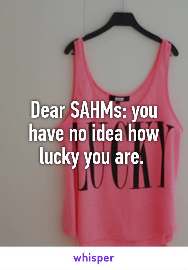 Dear SAHMs: you have no idea how lucky you are. 