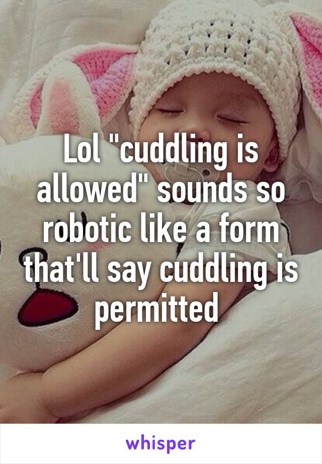 Lol "cuddling is allowed" sounds so robotic like a form that'll say cuddling is permitted 