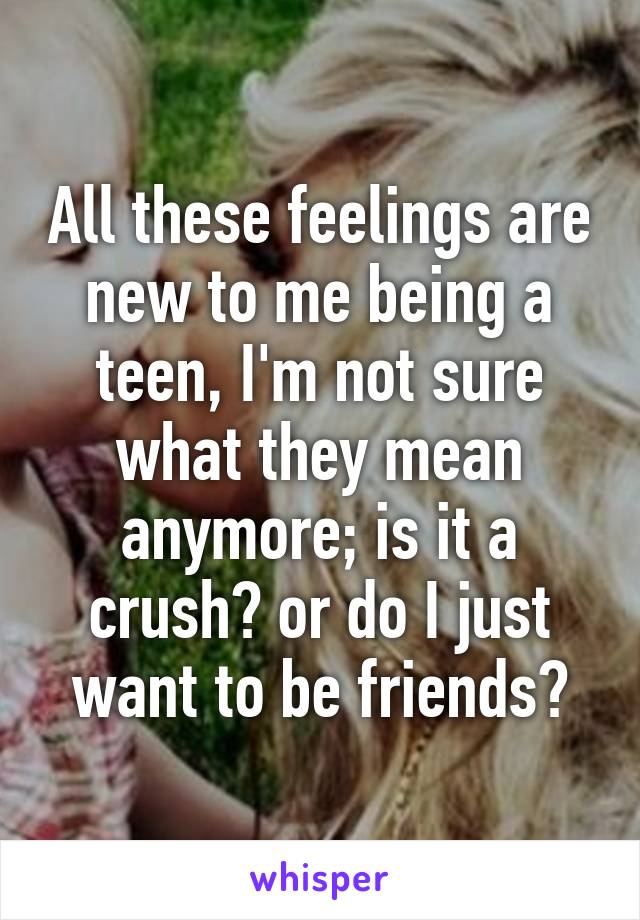 All these feelings are new to me being a teen, I'm not sure what they mean anymore; is it a crush? or do I just want to be friends?