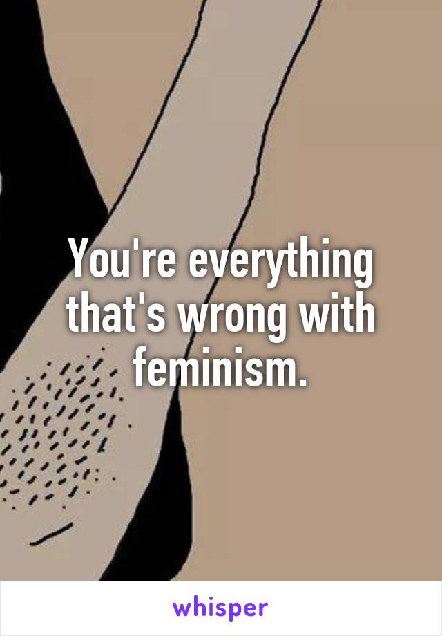 You're everything that's wrong with feminism.